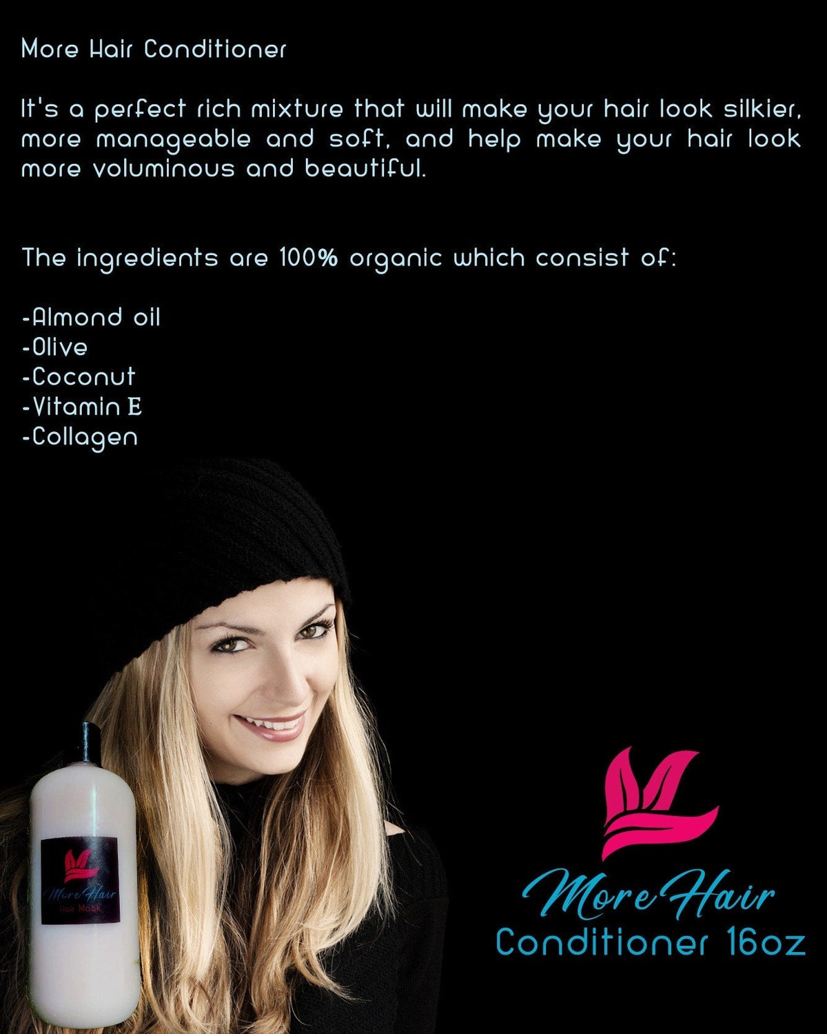 More Hair Organic Shampoo, Conditioner, and Moisturizing Spray Combo