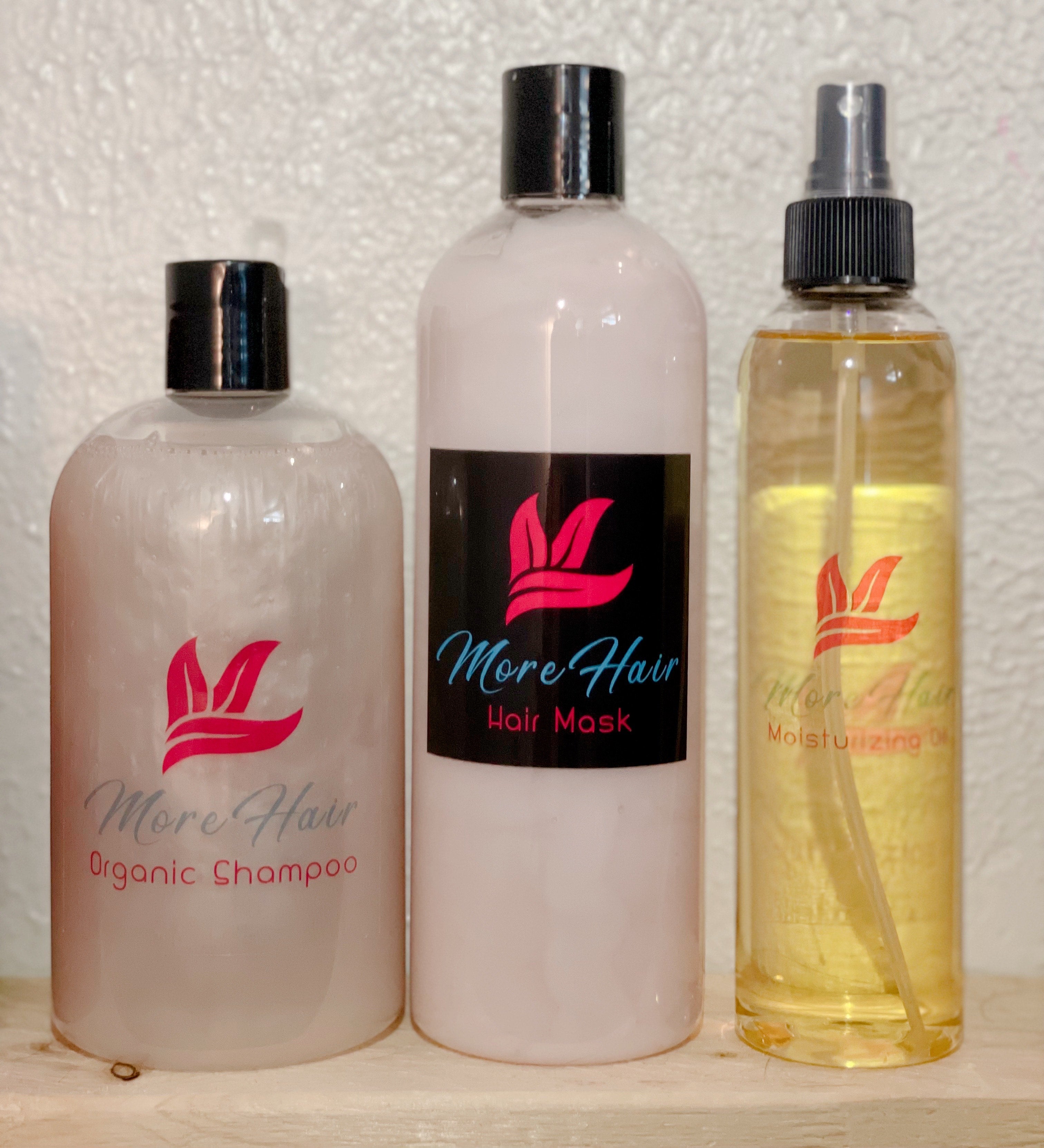 More Hair Organic Shampoo, Conditioner, and Moisturizing Spray Combo